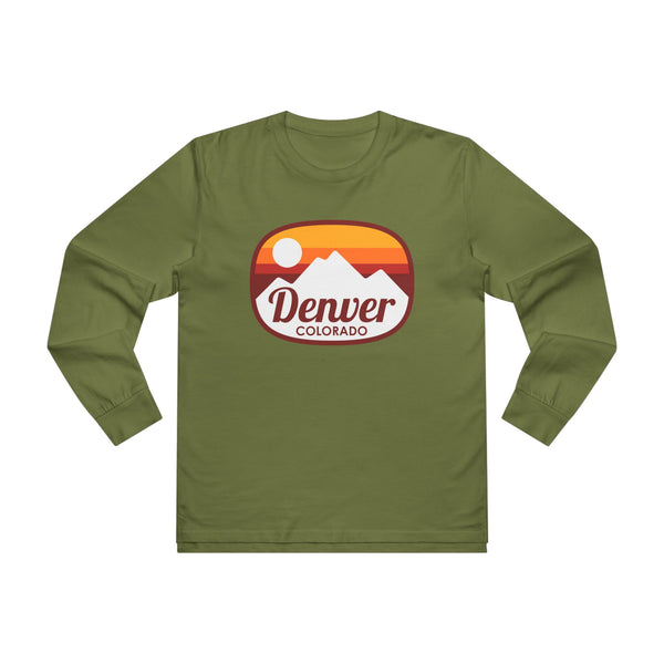 Denver, Colorado Mens Base Long-sleeve Tee - Retro Ombre Heavy Weight Long Sleeve T-shirt