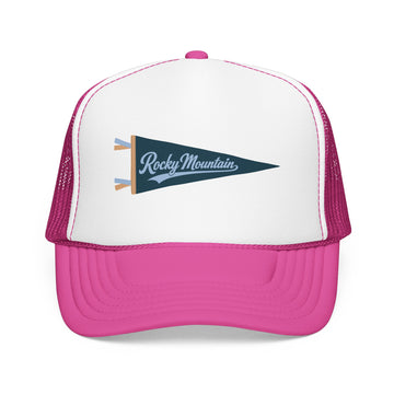 Buy hot-pink-white-hot-pink Rocky Mountain National Park Pennant Trucker Hat — Vintage Foam Mesh Cap
