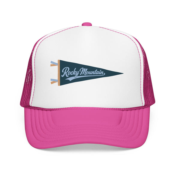 Rocky Mountain National Park Pennant Trucker Hat — Vintage Foam Mesh Cap