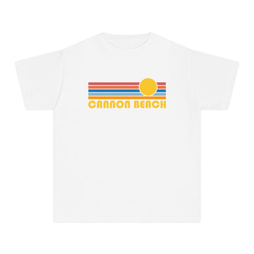 Cannon Beach, Oregon Youth Comfort Colors Midweight Tee, Vintage Style Sun Cannon Beach T-Shirt - 0
