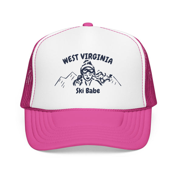 West Virginia Ski Babe Trucker Hat — Foam Mesh Cap