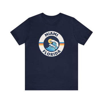 Buy navy Miami, Florida T-Shirt - Unisex Miami Shirt - Wave Circle