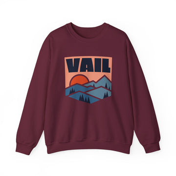 Buy maroon Vail, Colorado Sweatshirt Retro Mountains, Vail Unisex Graphic Crewneck