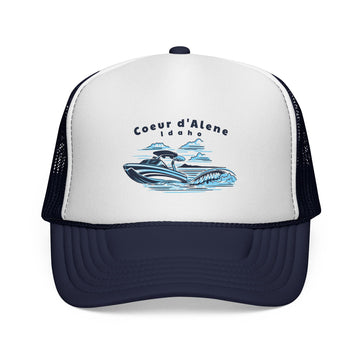 Buy dark-navy Coeur d Alene, Idaho Wakeboard Boat Trucker Hat