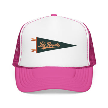 Buy hot-pink-white-hot-pink Isle Royale National Park Pennant Trucker Hat — Vintage Foam Mesh Cap