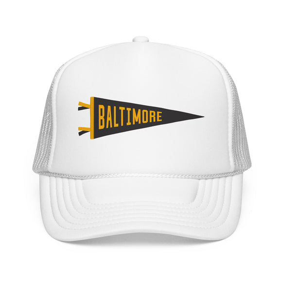 Baltimore, Maryland Pennant Trucker Hat — Retro Flag Foam Cap