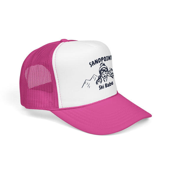Sandpoint, Idaho Ski Babe Trucker Hat — Foam Mesh Cap