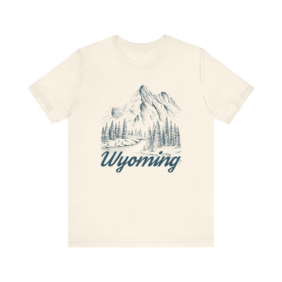 Wyoming Graphic Tee - Mountain Illustration Wyoming T Shirt