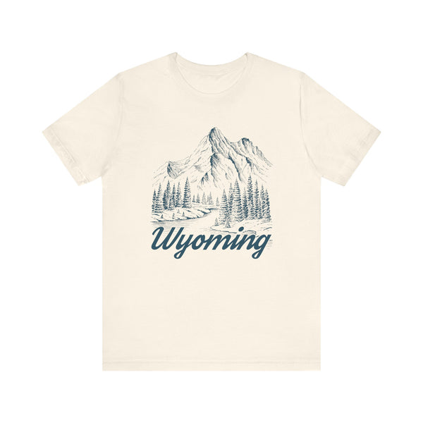 Wyoming Graphic Tee - Mountain Illustration Wyoming T Shirt