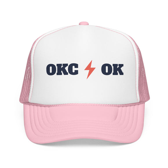 Oklahoma City, Oklahoma Retro Trucker Hat - Lightning Foam Cap