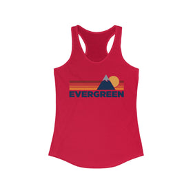 Buy solid-red Evergreen, Colorado Women's Racerback Tank Top - Mountain Lover Sleeveless Shirt, Women's Evergreen Hiking Tank