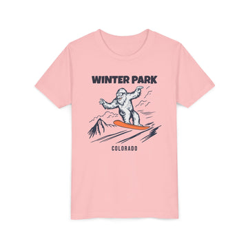 Buy pink Winter Park, Colorado Yeti Snowboard Youth Tee - Kids Skiing Shirt