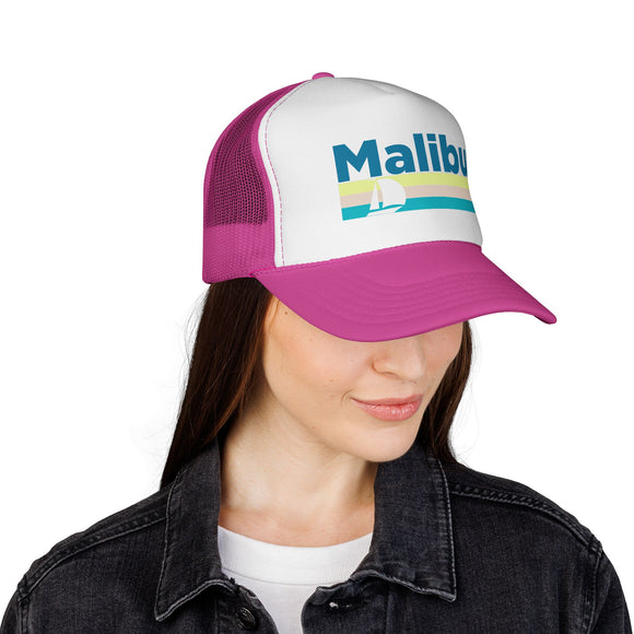 Malibu, California Retro Sailboat Trucker Hat