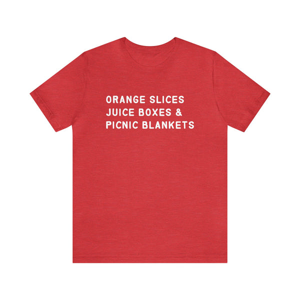 Soccer Mom T-Shirt - Fun Orange Slices, Juice Boxes Tee