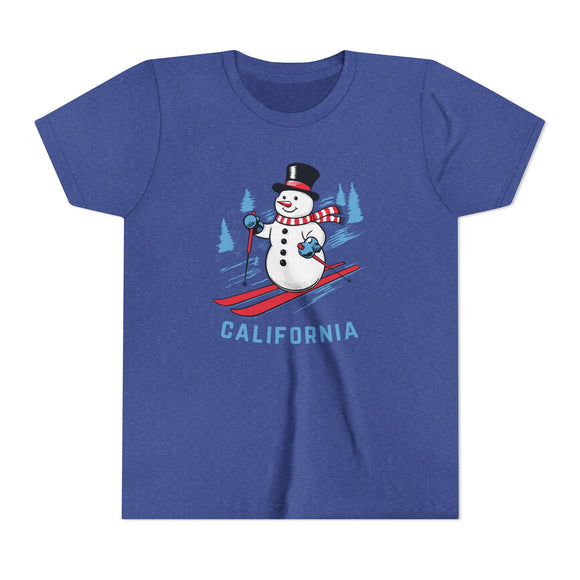 California Youth Skiing Snowman Tee - Kids T Shirt