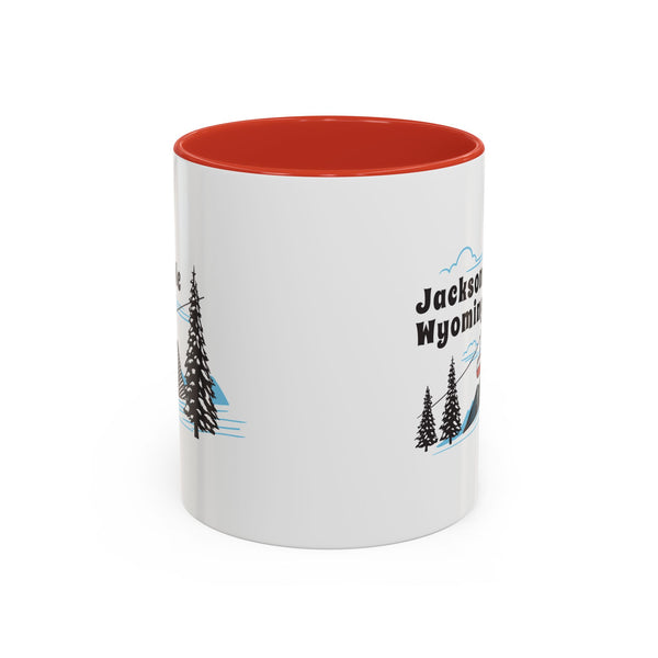 Jackson Hole, Wyoming Retro Snow Skiing Mountain 11 oz Mug, Ski Lodge Decor Coffee Cup, Mountain Gondola  Lover Gift, Retro Skiing Mug