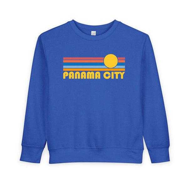 Panama City, Florida Toddler Sweatshirt - Retro Sun Panama City Toddler Crewneck Sweatshirt