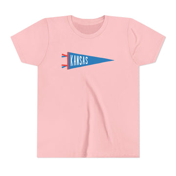 Buy pink Kansas Pennant Youth Tee - Retro Flag Shirt