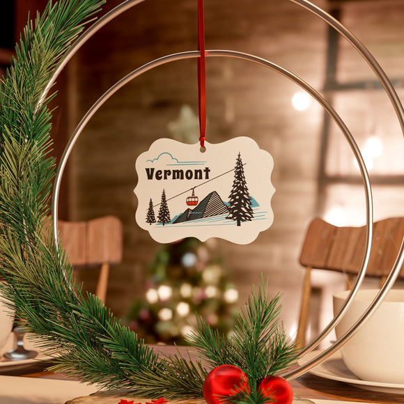 Vermont Ornament Aluminum - Vermont Mountain Gondola Christmas Ornament, Holiday Tree Decor, Xmas Gift, Hanging Decoration, Winter Ornament