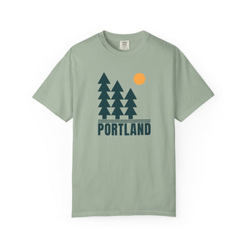 Portland, Oregon T-Shirt, Comfort Colors 100% Cotton Trees Tee - 0