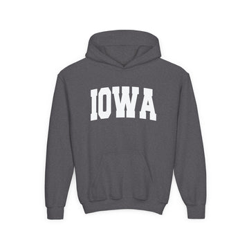 Buy dark-heather Iowa Youth Hoodie - Kids Iowa Hooded Sweatshirt