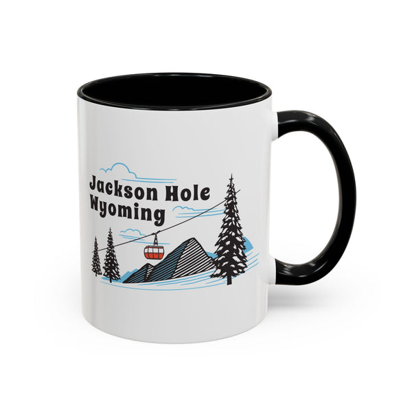 Jackson Hole, Wyoming Retro Snow Skiing Mountain 11 oz Mug, Ski Lodge Decor Coffee Cup, Mountain Gondola  Lover Gift, Retro Skiing Mug