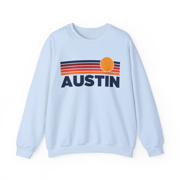 Buy light-blue Austin, Texas Sweatshirt Retro Sun Unisex - Austin Vintage Inspired Warm Pullover Jumper