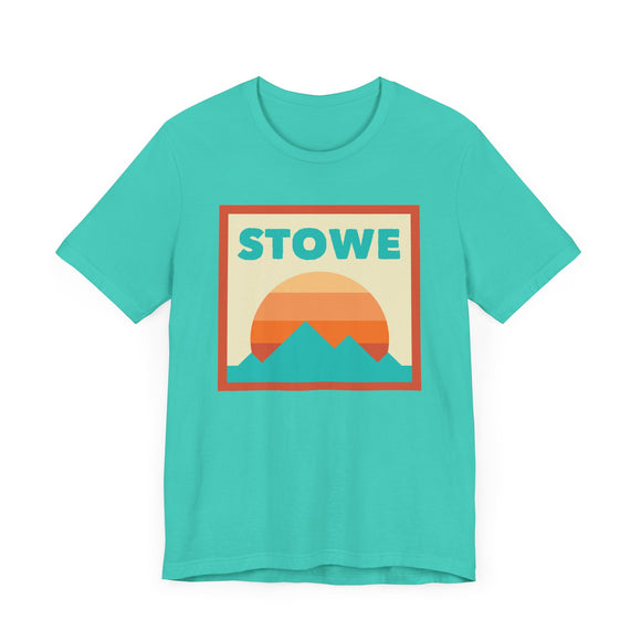 Retro Stowe, Vermont T-Shirt, Mountain Sun Tee, Unisex Graphic Shirt, Vintage Stowe, Vermont Top, Outdoor Adventure Clothing