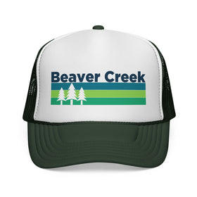Buy dark-green Beaver Creek, Colorado Retro Trees Trucker Hat - Vintage Style Beaver Creek Cap