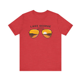 Buy heather-red Lake George, New York T Shirt - Sunglasses Lake Graphic Tee