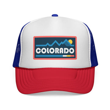Colorado Retro Mountains Trucker Hat - Vintage Style Colorado Cap