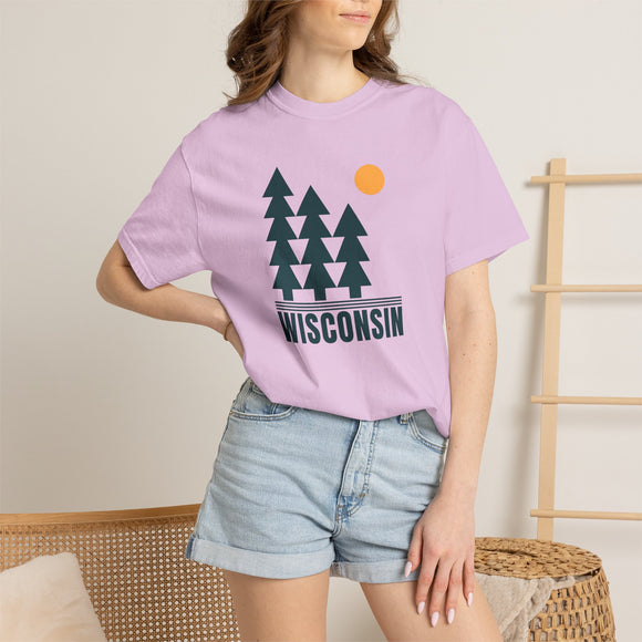 Wisconsin T Shirt, Comfort Colors Cotton 100% Cotton Trees Tee