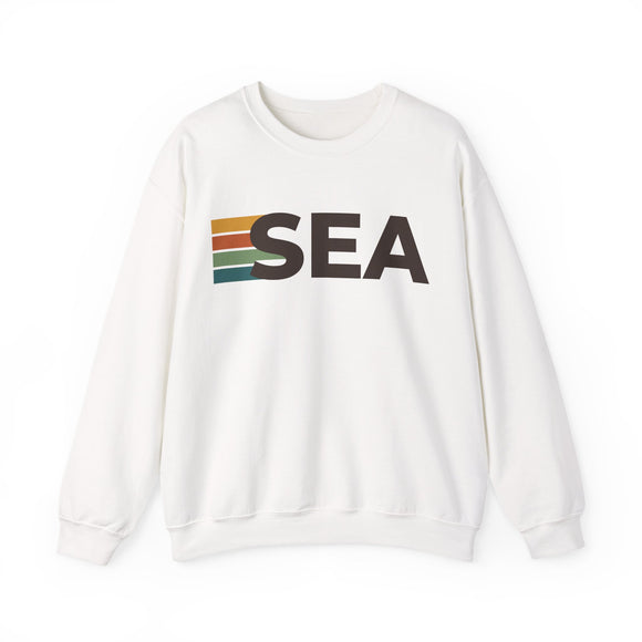 Seattle, Washington SEA Retro Stripe Sweatshirt