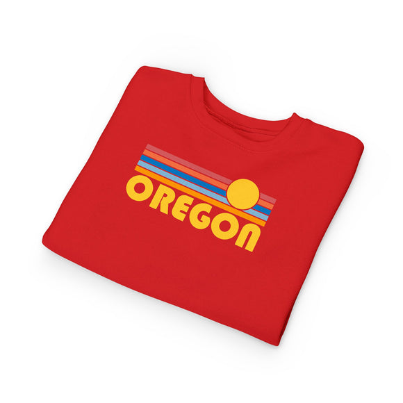 Oregon Toddler Sweatshirt - Retro Sun Oregon Toddler Crewneck Sweatshirt