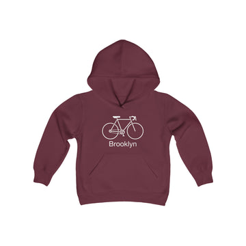 Buy maroon Brooklyn, New York Youth Hoodie - Bike