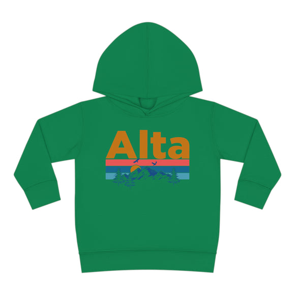 Alta Toddler Hoodie - Retro Mountain Sun Unisex Alta Toddler Sweatshirt