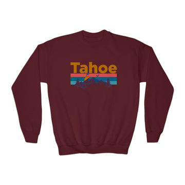 Buy maroon Lake Tahoe, California Youth Sweatshirt - Unisex Kid's Lake Tahoe Crewneck Sweatshirt