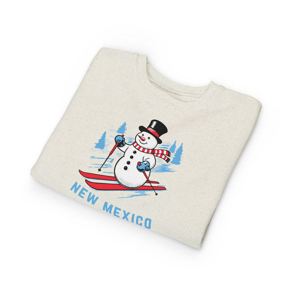 New Mexico Toddler Sweatshirt - Skiing Snowman New Mexico Toddler Crewneck Sweatshirt