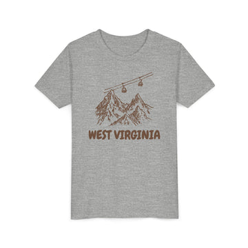 Buy athletic-heather West Virginia Youth T-Shirt — Vintage Gondola Ski Mountain Tee