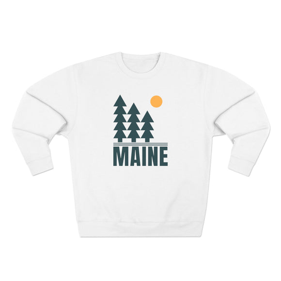 Premium Maine Pine Tree Graphic Sweatshirt — Retro Nature Crewneck