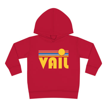 Buy vintage-red Vail, Colorado Toddler Hoodie - Retro Sunrise Unisex Vail Toddler Sweatshirt