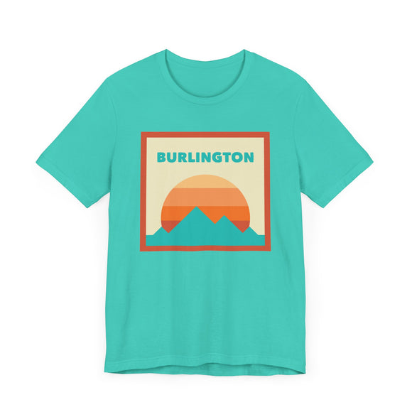 Retro Burlington, Vermont T-Shirt, Mountain Sun Tee, Unisex Graphic Shirt, Vintage Burlington, Vermont Top, Outdoor Adventure Clothing