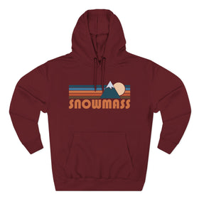 Buy burgundy Snowmass, Colorado Hoodie - Retro Mountain Unisex Sweatshirt