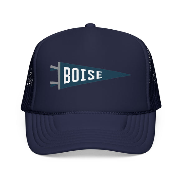 Boise, Idaho Pennant Trucker Hat — Retro Flag Foam Cap