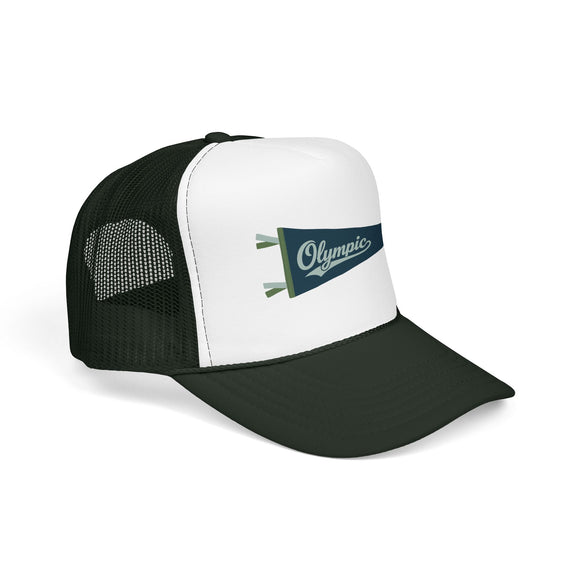 Olympic National Park Pennant Trucker Hat — Vintage Foam Mesh Cap