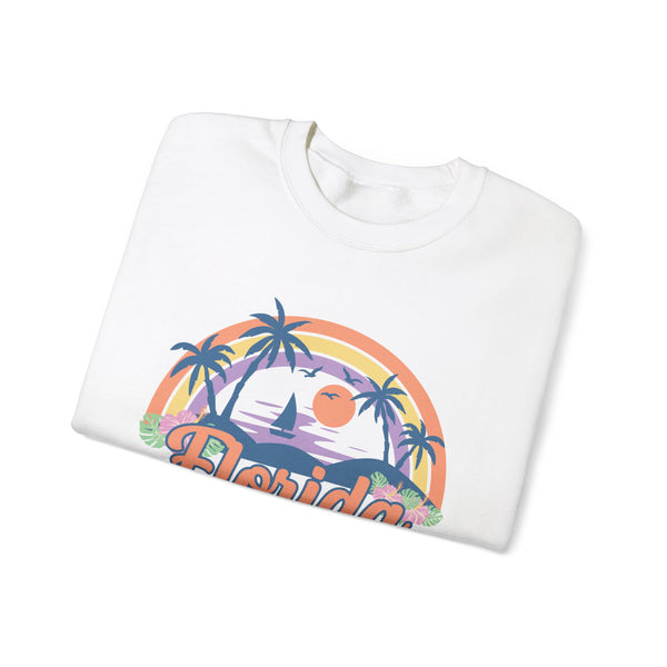 Florida Sweatshirt - Unisex Retro Beach Florida Crewneck Sweatshirt