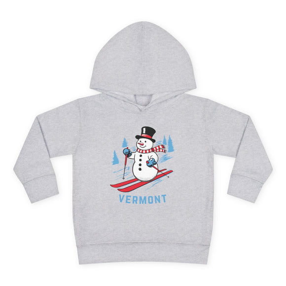 Vermont Toddler Hoodie - Unisex Skiing Snowman Vermont Sweatshirt