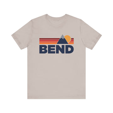 Buy heather-cool-grey Retro Bend, Oregon T-shirt, Mountain Tee, Vintage Bend Unisex Jersey Shirt, Outdoor Hiking Apparel