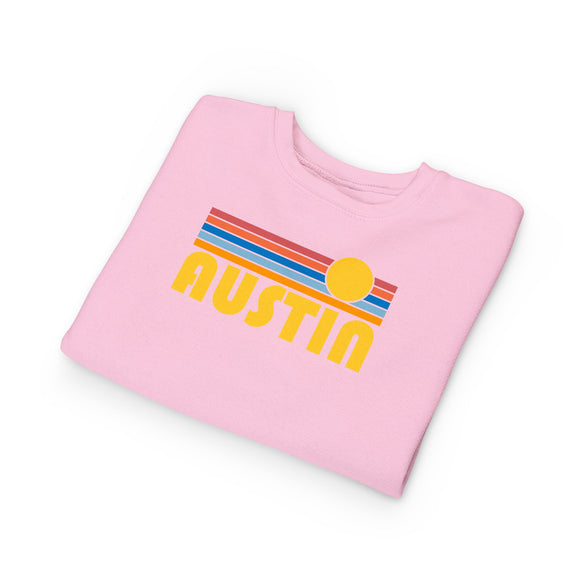 Austin, Texas Toddler Sweatshirt - Retro Sun Austin Toddler Crewneck Sweatshirt
