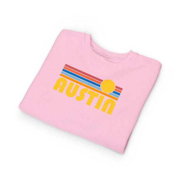 Austin, Texas Toddler Sweatshirt - Retro Sun Austin Toddler Crewneck Sweatshirt